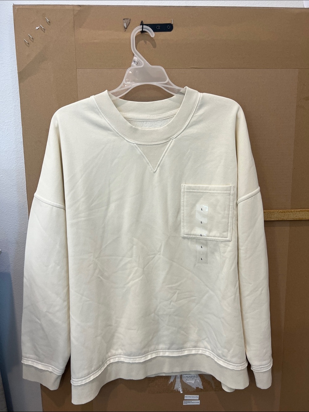 Natural Reflections Cream Crewneck Sweatshirt with Chest Pocket
